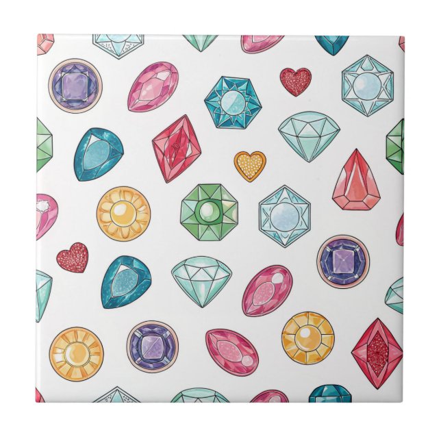 Azulejo De Cerâmica Colorful Gemstone Pattern (3) (Frente)