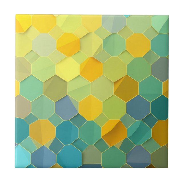 Azulejo De Cerâmica Colorful Honeycomb Geometric Pattern (Frente)