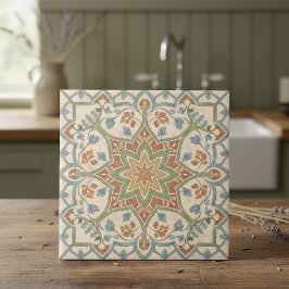 Azulejo De Cerâmica Colorful Mediterranean Pattern Pat#16 Teal ID1195