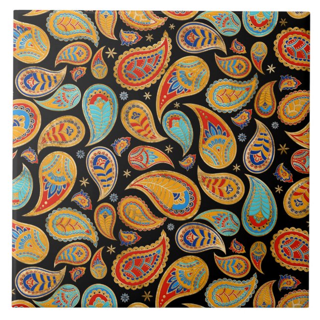 Azulejo De Cerâmica Colorful Paisley Pattern (Frente)