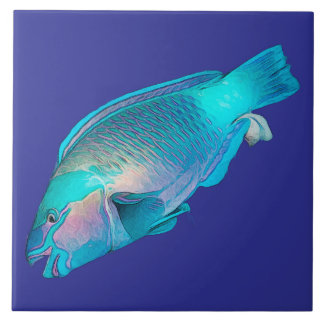 Azulejo De Cerâmica Colorful Parrotfish Ocean Blue Sea