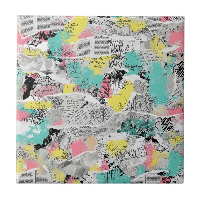 Azulejo De Cerâmica Colorful Urban Graffiti Pattern (3) (Frente)