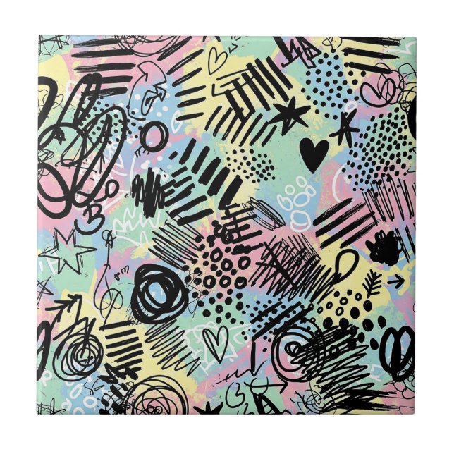 Azulejo De Cerâmica Colorful Urban Graffiti Pattern (9) (Frente)