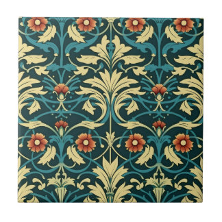 Azulejo De Cerâmica Colorida Art Nouveau Floral