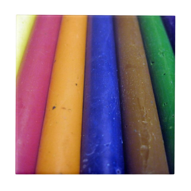 Azulejo De Cerâmica Colorida Crayons (Frente)