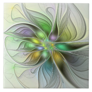 Azulejo De Cerâmica Colorida Fantasy Flor Moderno Abstrato Fractal