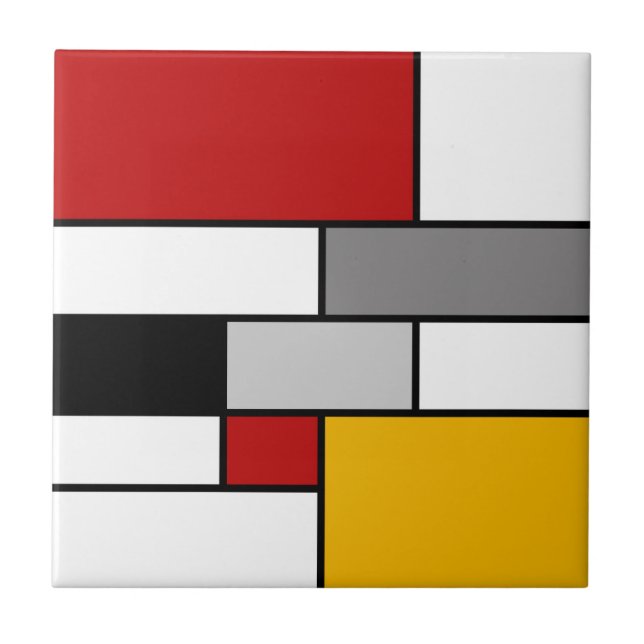 Azulejo De Cerâmica Colorida inspiração Mondrian (Frente)
