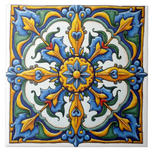 Azulejo De Cerâmica Colorida,Mediterrâneo,mosaico,azul,laranja,verde,