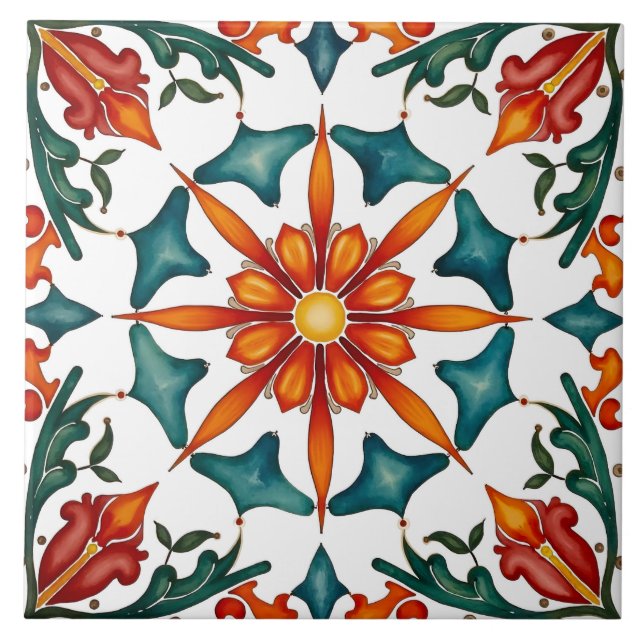 Azulejo De Cerâmica Colorida, mediterrânica, mosaico, (Frente)