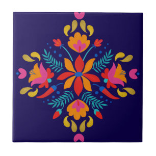 Azulejo De Cerâmica Colorida Mexicana Folk Art Floral