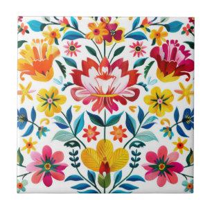 Azulejo De Cerâmica Colorida Mexicana Folk Art Floral