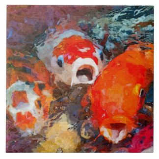 Azulejo De Cerâmica Colorida Peixe Koi