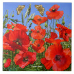 Azulejo De Cerâmica Colorida Poppy Field<br><div class="desc">Um campo de papoilas vermelhas maravilhosas,  uma caixa de presentes tão bonita para alguém especial,  ou porque não se tratar?</div>