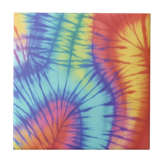 Azulejo De Cerâmica Colorida Rainbow Multicolor Tie Dye (Frente)