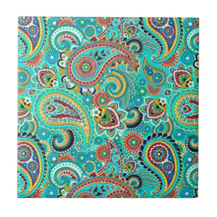 Azulejo De Cerâmica Colorida Retro Paisley