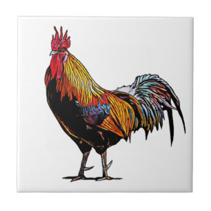 Azulejo De Cerâmica Colorida Rooster