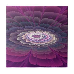 Azulejo De Cerâmica Colorido Floral Abstrato Arte Fractal Rosa Marcant