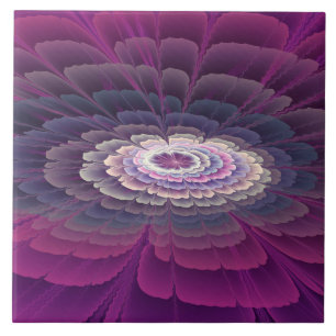 Azulejo De Cerâmica Colorido Floral Abstrato Fractal Arte Rosa