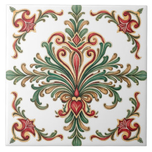 Azulejo De Cerâmica Colorido,Mediterrâneo,mosaico,vermelho,verde,