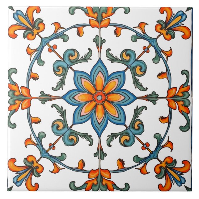 Azulejo De Cerâmica Colorido,mediterrânico,mosaico, (Frente)