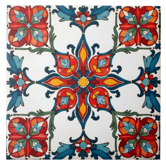 Azulejo De Cerâmica Colorido,mediterrânico,mosaico, (Frente)