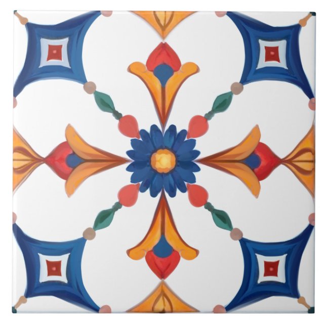 Azulejo De Cerâmica Colorido,mediterrânico,mosaico, (Frente)