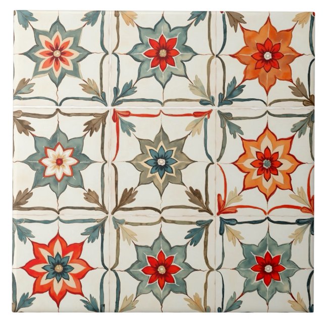 Azulejo De Cerâmica Colorido,mediterrânico,mosaico, (Frente)