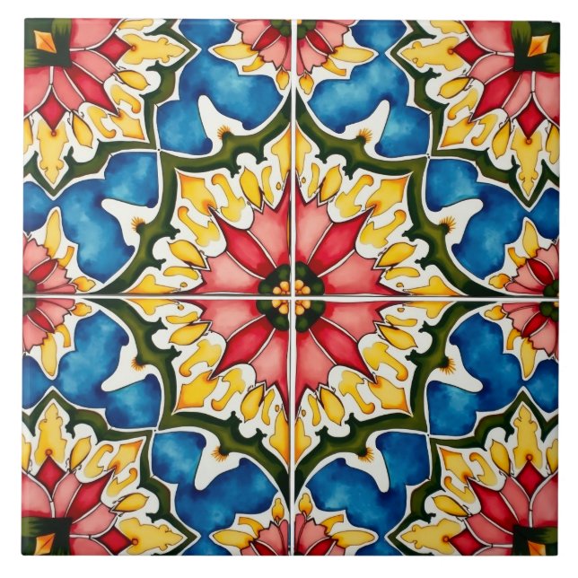Azulejo De Cerâmica Colorido,mediterrânico,mosaico, (Frente)