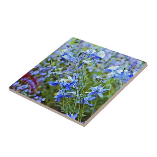 Azulejo De Cerâmica Columbines azul - flores