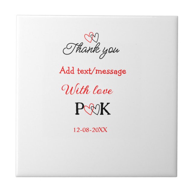 Azulejo De Cerâmica Com amor adicione carta do nome do casal obrigado  (Frente)