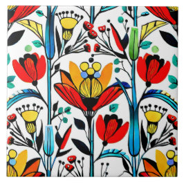 Azulejo de Cerâmica com Design Floral