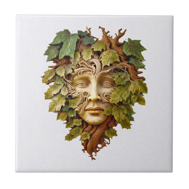 Azulejo de Cerâmica com Escultura Florestal (Frente)