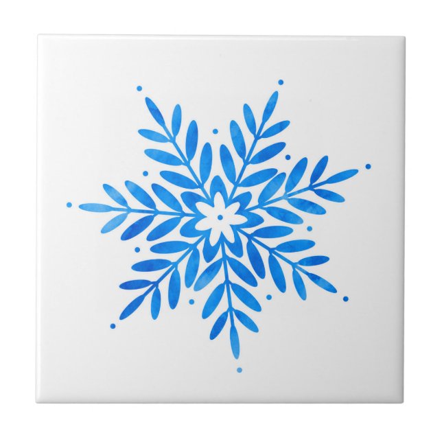Azulejo de cerâmica com Floco de Neve Azul de Aqua (Frente)