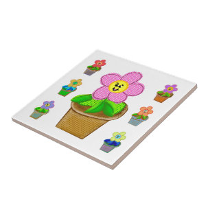 Azulejo de Cerâmica com Flores de Vaso Rosy Posy F