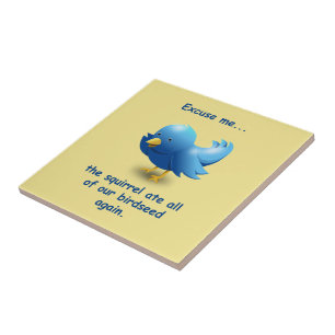 Azulejo De Cerâmica Com licença.O esquilo comeu toda a nossa semente 