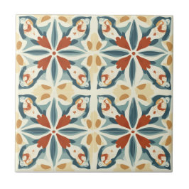 Azulejo de Cerâmica com Padrão Azul Amarelo e Ferr