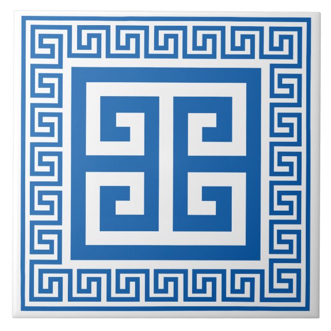 Azulejo de Cerâmica com Padrão Azul e Branco da Ch (Frente)