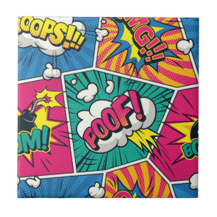Azulejo de Cerâmica com Padrão de Arte Pop de Quad