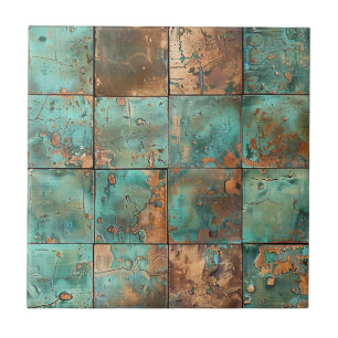 Azulejo de Cerâmica com Pátina de Cobre Envelhecid