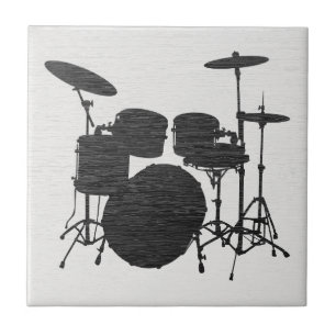 Azulejo de cerâmica com silhueta de kit de bateria