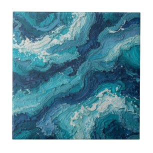 Azulejo de Cerâmica com Textura Abstrata de Onda d