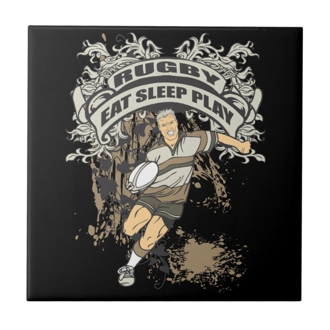 Azulejo De Cerâmica Coma, durma rugby do jogo (Frente)