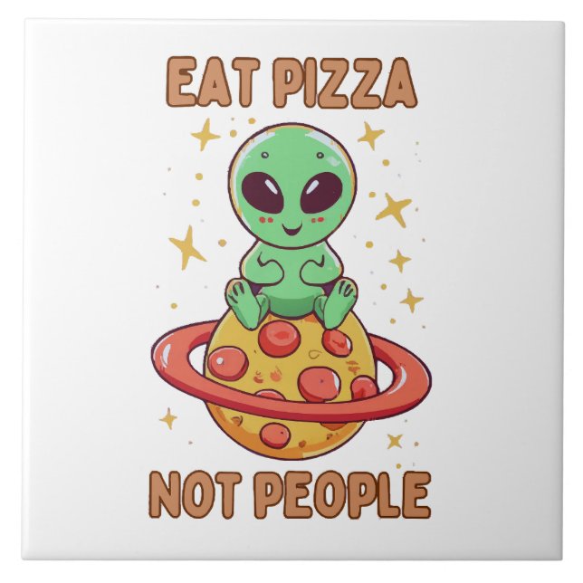 Azulejo De Cerâmica Coma pizza não pessoas (Frente)