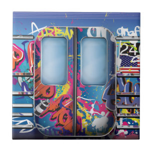 Azulejo De Cerâmica Comboio do metrô do grafite.