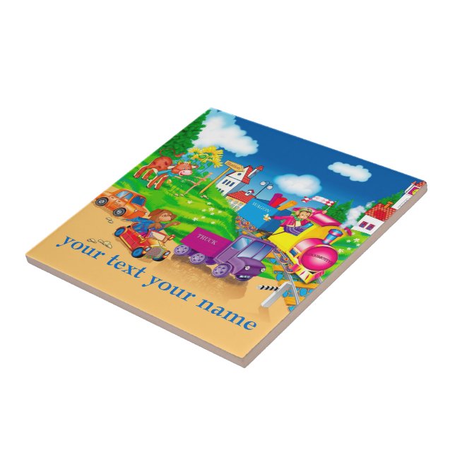 Azulejo De Cerâmica comboio e carro (Lateral)