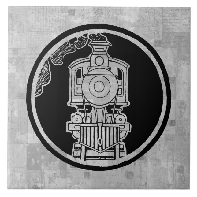 Azulejo De Cerâmica Comboio Locomotivo de Motor a Vapor Ilustrado com  (Frente)
