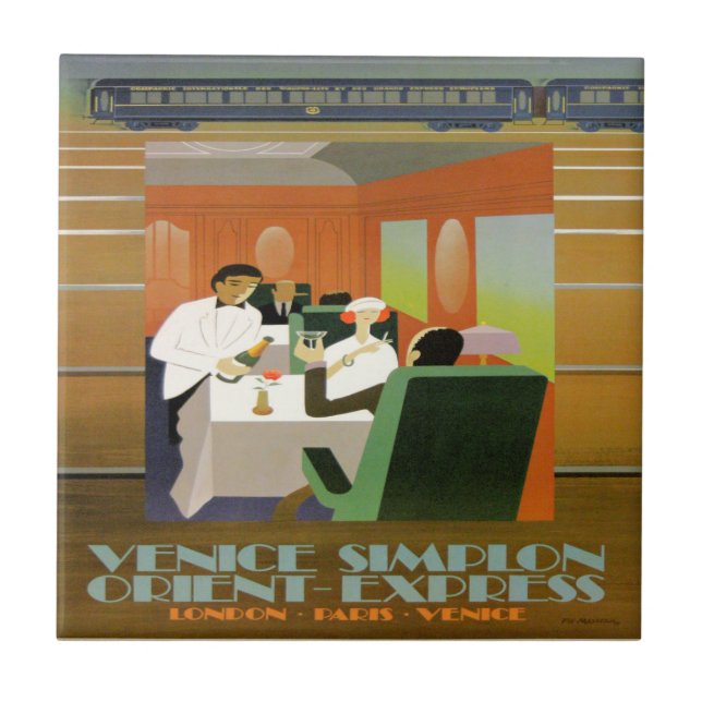Azulejo De Cerâmica Comboios, Orient Express, (Frente)