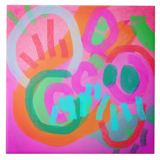 Azulejo De Cerâmica Comemorar pintura digital Abstrato (Frente)