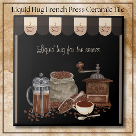 Azulejo De Cerâmica Comforting Liquid Hug French Press Coffee Art