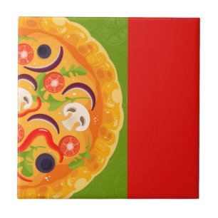 Azulejo De Cerâmica Comida colorida do amante bonito da pizza
